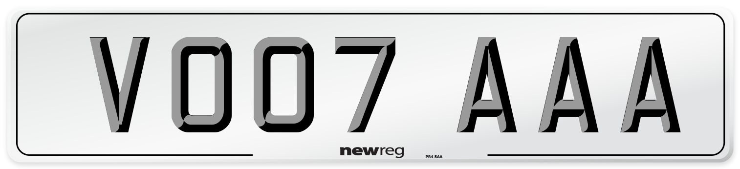 VO07 AAA Number Plate from New Reg